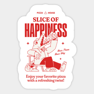 Vintage Pizza Poster Print | Slice of Happiness Wall Art | Retro Kitchen Decor | Aesthetic Room Decor | Food Poster | Pizza Lover Gift Sticker